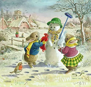 Racey: Looking After Mr Snowman - two rabbits