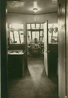 Looking through the navigation room into the control cabin