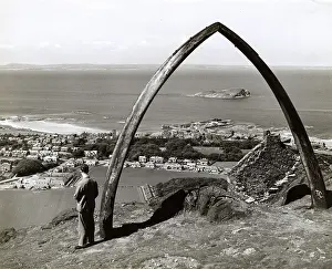 Craigleith: Looking down on North Berwick - Whale Bones atop hill