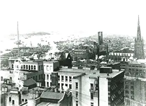 Rooftops: Looking across the rooftops towards New York harbour