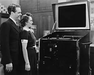 Phonographs: Looking at a television and record player