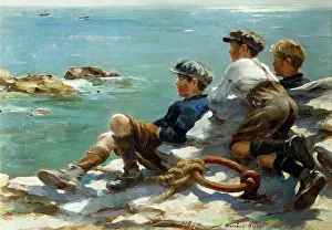 Lookouts: The Lookouts ' three boys on quayside