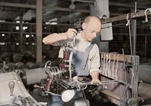 Loom worker at the William Skinner and Sons Silk Mill, 1936