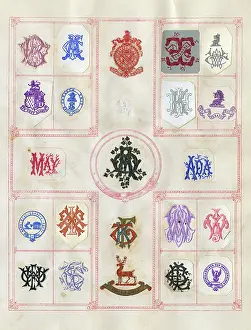 Mottos: Loose page from a scrapbook of crests and heraldry