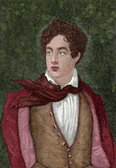 1788: Lord Byron (1788-1824). Engraving. Colored