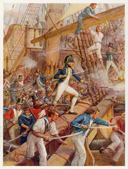 Lord Horatio Nelson boarding the captured ship, San Nicolas