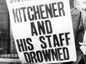 Drowned: Lord Kitchener, headlines announcing his death