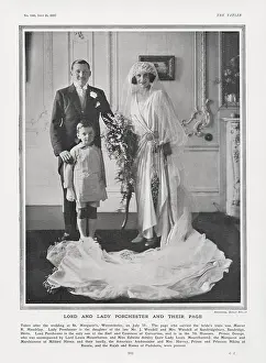 Attendant: Lord and Lady Porchester and their page - wedding day 1922