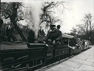 Exalted: Lord Mountbatten drives miniature train, Newby Hall