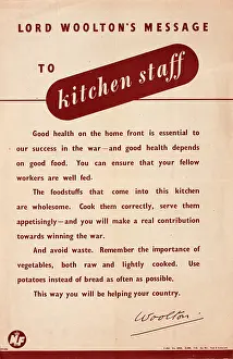Cooked: Lord Woolton's message to kitchen staff, WW2