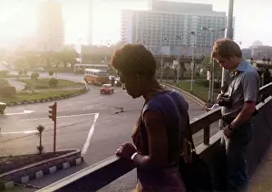 The British Caribbean History Collection: Lorna Holder looking down from the top of the building in Ca