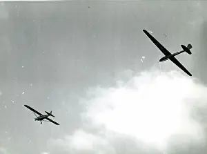 Towed: Lorne Welch in Olympia glider G-ALJZ is towed to height