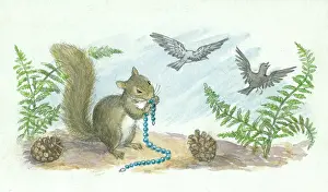 Storycard: The Lost Necklace - squirrel with necklace