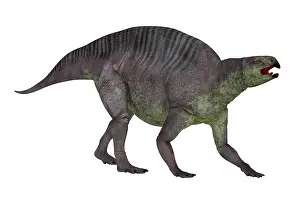 Archosaur: Lotosaurus adentus dinosaur walking, side view