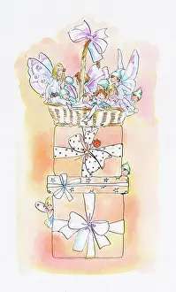 Andree: Lots of fairies in a basket with a blue bow