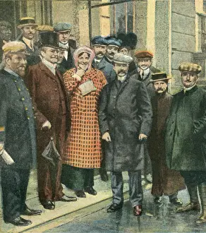 Wishers: Louis Bleriot with Wife and Well Wishers After Flight