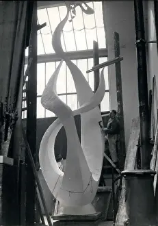 Phenix: Louis Leyque, sculptor, working on The Phoenix