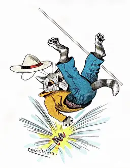 Firework: Louis Wain Cat Scout surprised by a fire cracker firework