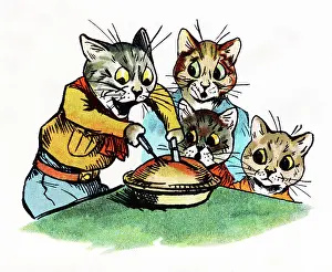 Scoutmaster: Louis Wain Cat Scoutmaster cutting the mouse pie