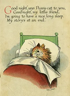 Pillow: Louis Wain, Daddy Cat - gone to bed