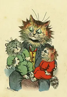 Knee: Louis Wain, Daddy Cat - with two kittens