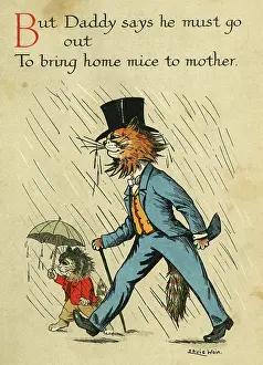 Daddy: Louis Wain, Daddy Cat - in the rain