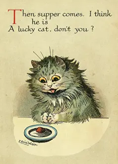 Supper: Louis Wain, Daddy Cat - suppertime
