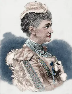 Hesse: Louise of Hesse-Kassel (1817-1898). Engraving. Colored