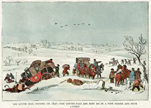 Stagecoaches: Louth mail in snow 1836