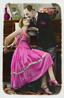 Happily: Love at the piano - postcard