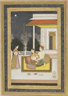 Ragamala: Love scene on a terrace at night