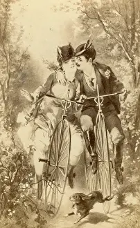 Bicycles: Lovers on Penny Farthing Bicycles
