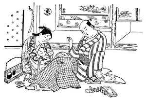 Checkers: Lovers playing draughts
