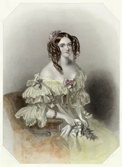 Frills: Low cut evening dress 1840