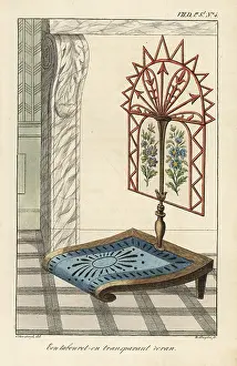 Interior Decoration: A low stool with transparent screen decorated