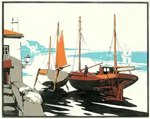 Sherwin: Low Tide - with two boats on beach