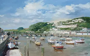 Looe: Low Tide, Looe – river and boats