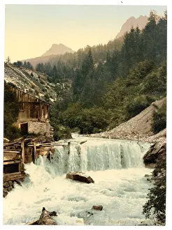 Engadine: Lower Engadine, Tarasp, waterfall, Grisons, Switzerland