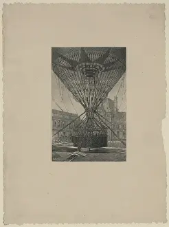 Occupants: Lower part of a large captive balloon moored to a launching