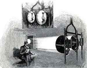 Inset: The lower-light room in the Eddystone lighthouse