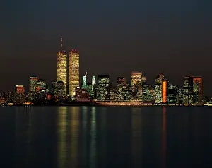 Gotham: Lower Manhattan Skyline at Night Seen from Jersey