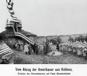 Lowering: Lowering the American flag at the Ehrenbreitstein