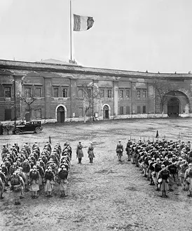 Lowering: Lowering the tricolor upon vacating Koblenz, 1929