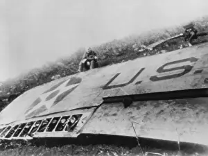 Lcgr1404: Lt. Col. Jimmy Doolittle sits by a wing of his