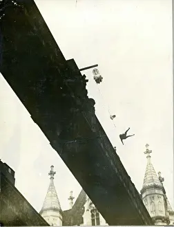 Lees: Lt Col Orde Lees diving head first from Tower Bridge to