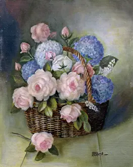 Bernadette: lue Hydrangeas & Pale Pink Roses