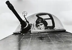 Luftwaffeaircraft Exterior: A Luftwaffe Air Gunner Sits in His Turret