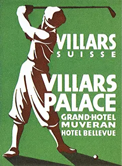 Villars: Luggage Label showing Man Golfing