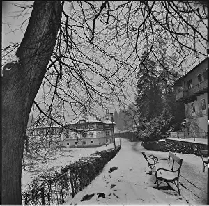 Bestowed: Luhacovice, 300th anniversary, bench, snow, house, spa house