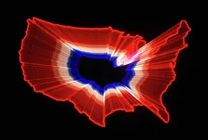 Zoom: Luminous U.S. Map/Red White &
